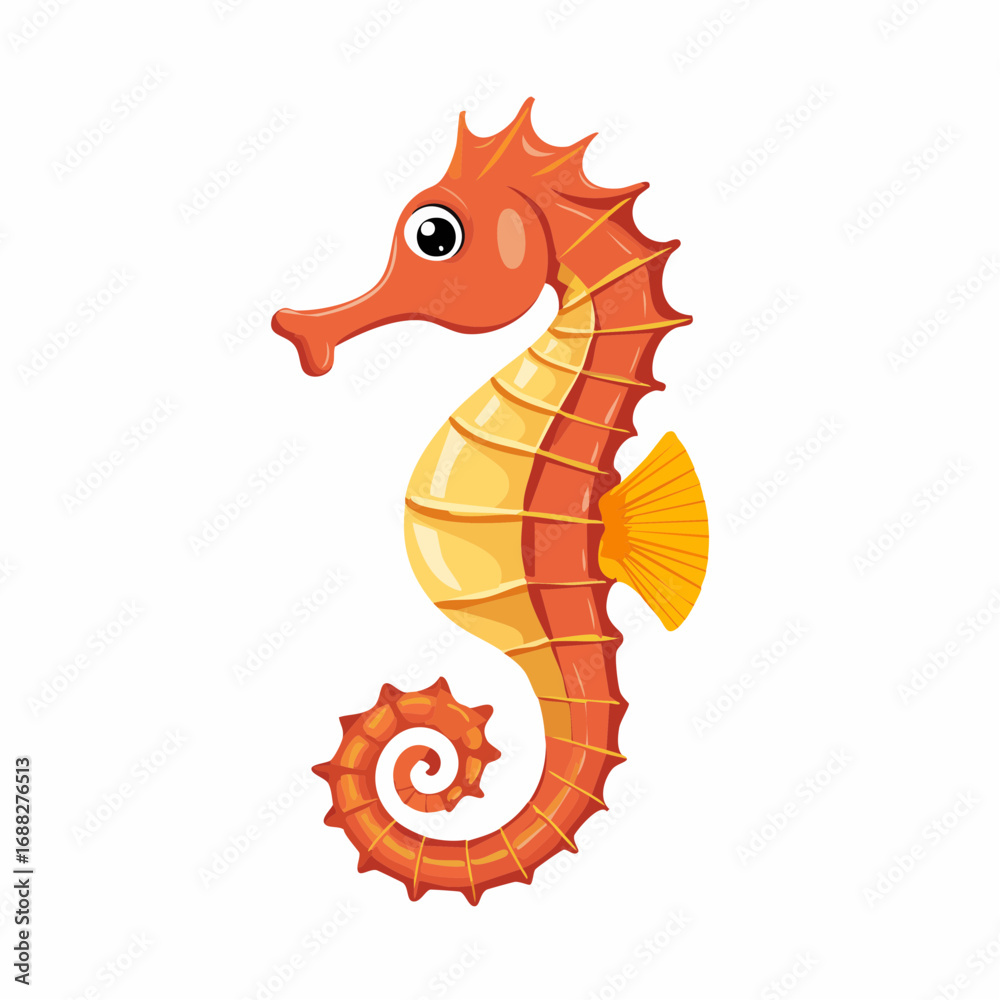 Fototapeta premium Cute cartoon Seahorse vector illustration isolated on white background