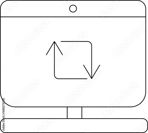 laptop monitor icon and repost icon with white background