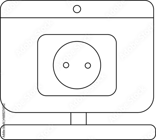 laptop monitor icon and power socket icon with white background