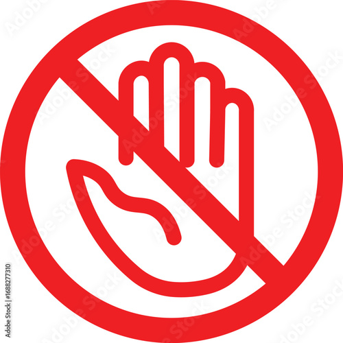 Red stop hand block octagon sign or Adblock or do not enter or forbidden icon. Red and black stop sign with hand icon set
