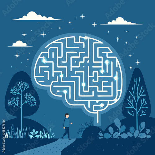 Exploring the Labyrinth of the Human Mind at Night.
