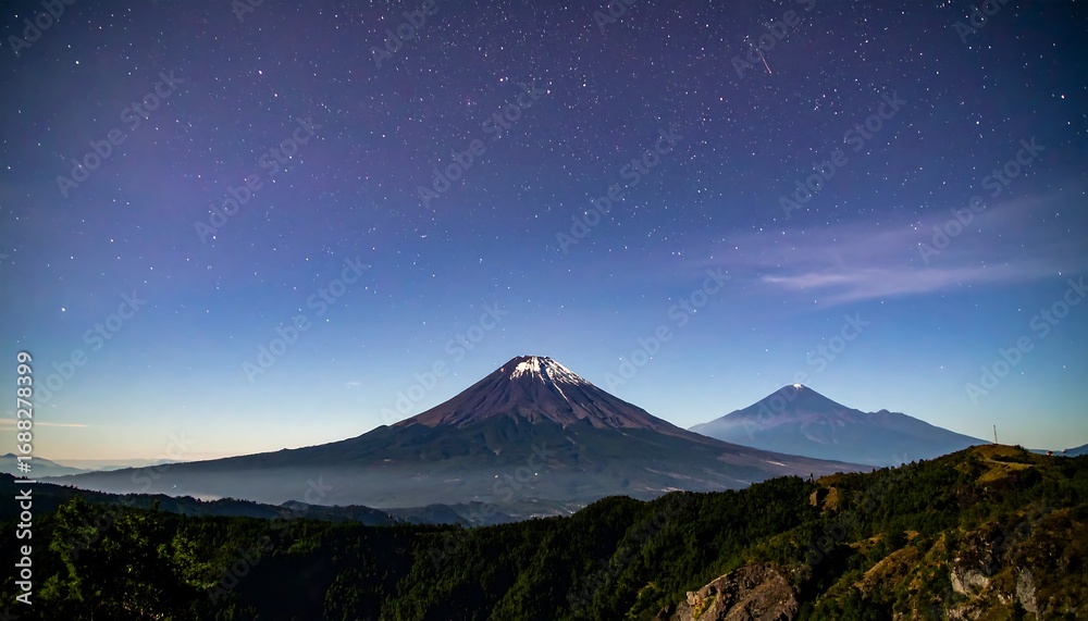 Naklejka premium Night Sky Volcanoes Mountain View