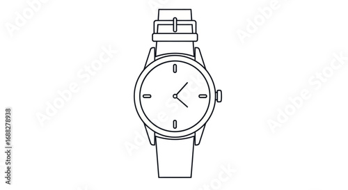 Classic analog wristwatch with leather strap and simple dial.