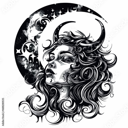 woman, hair, face, vector, beauty, illustration, fashion, silhouette, art, long, design, head, sketch, glamour, drawing, lady, style, model, hairstyle, tattoo, sensuality, elegance, flower, pattern, c