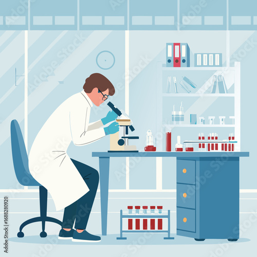 Male researcher conducting an experiment in a science lab.