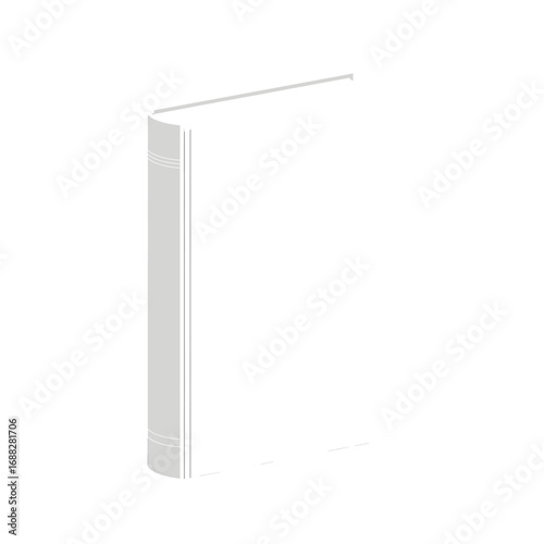 Closed Hardcover Book Stands Vertically on White Backdrop Under Bright Lighting a Minimalist Composition