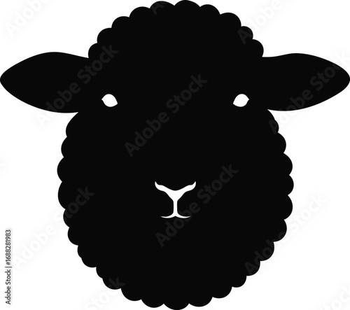 Silhouette sheep face simple vector icon farm animal agriculture livestock vector