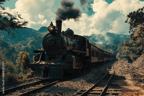 clear pixel image of World War two railways in Kanchanaburi Thailand realistic image photo high detail 8k