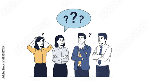 A group of colleagues pondering a difficult problem together seeking solutions and answers
