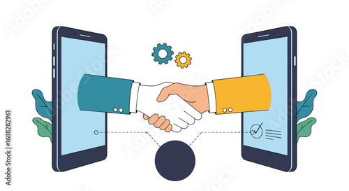 Digital partnership agreement and collaboration through mobile devices enhancing business relationships