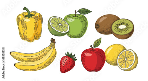 Healthy and delicious assortment of fresh fruits and vegetables for a balanced diet