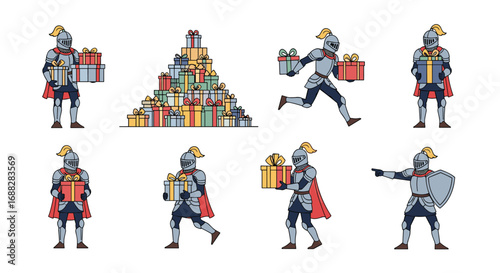 Knights delivering gifts festive holiday celebration season celebration