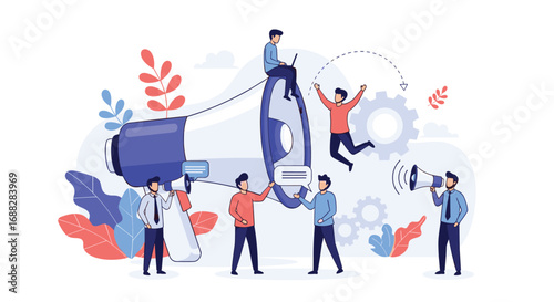 Modern digital marketing team promoting business growth through innovative advertising campaigns and strategic communication