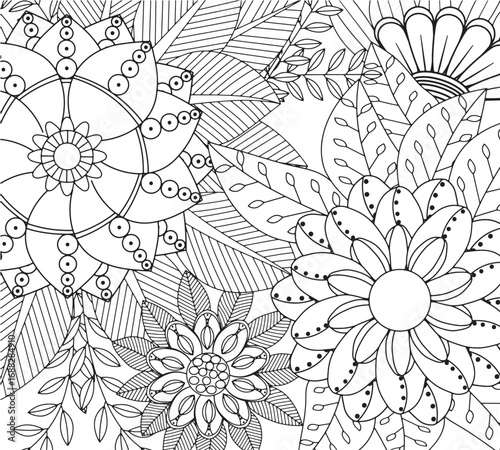 Black and white flower coloring pages for adults 