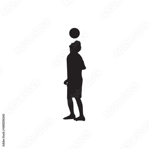 Player balancing ball silhouette. Casual pose of player balancing a ball, playful icon for kids and sport.