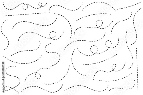 Abstract Hand-Drawn Dotted Line Collection. Dotted Spiral Curve Line. Hand Sketched Curly Border isolated on white background. eps 10