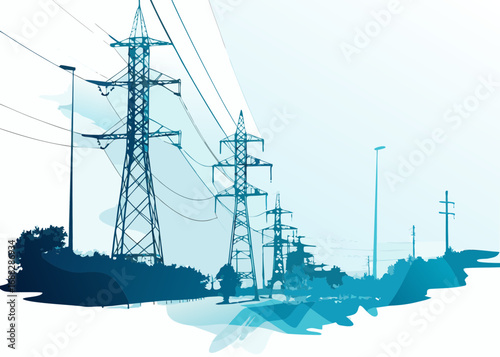 Electric Power Lines Illustration