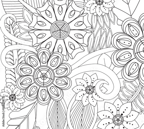 Decorative floral element coloring pages for adults 

