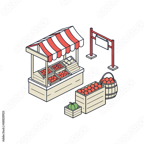 A charming farmers market stand overflowing with fresh produce inviting you to savor the local