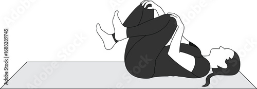 Knees to Chest Pose on Mat Yoga for Relaxation and Stress Relief