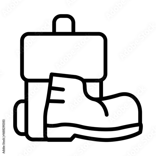 Vector line art icon of a safety boot, symbolizing industrial labor, workplace safety, and construction gear