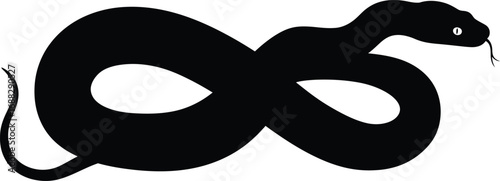 Black snake silhouette infinity symbol wildlife concept art vector
