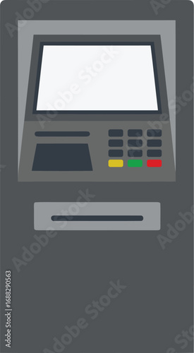 A simplified illustration of a standalone ATM machine, ready for use.