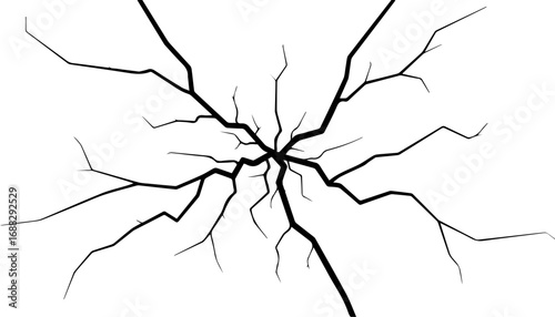 Conceptual illustration of a fractured surface, with black cracks radiating from a central point symbolizing stress, damage, or a powerful impact