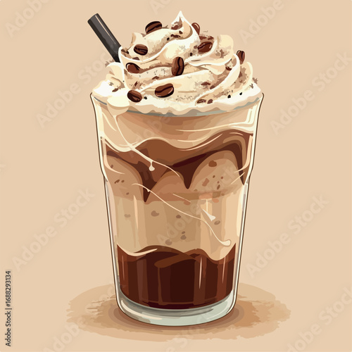 chocolate, cream, dessert, food, coffee, glass, sweet, ice, white, drink, whipped cream, delicious, milk, isolated, cold, icecream, beverage, sundae, pudding, ice cream, brown, mousse, fruit, fresh, 