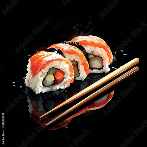 illustration, fish, traditional, food, menu, cuisine, asian, seafood, vector, sushi, restaurant, fresh, salmon, set, japanese, japan, healthy, delicious, gourmet, nigiri, rice, isolated, tuna, ingredi
