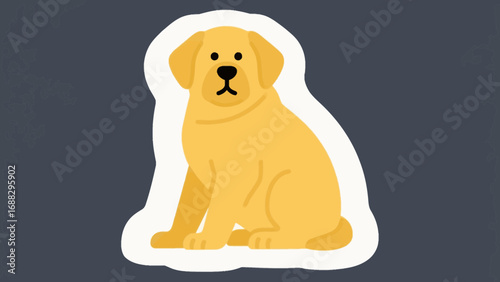 Cute golden retriever dog sitting calmly with a white outline vector art