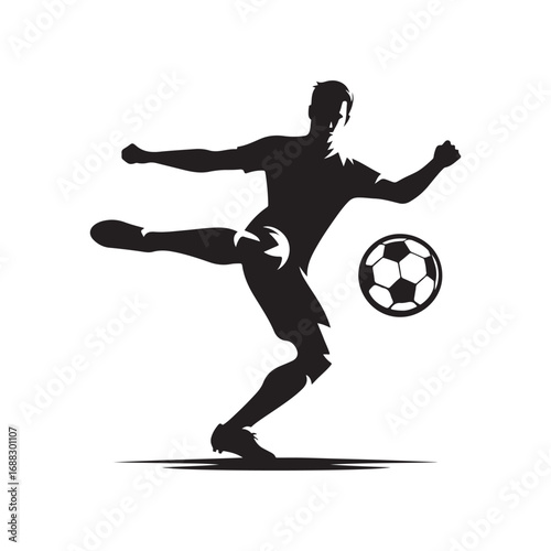 Football Player Kicking Ball vector silhouette clip art logo design concept illustration 