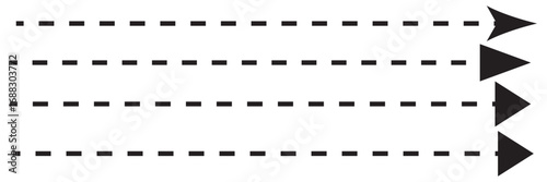 Straight dashed arrow icon set