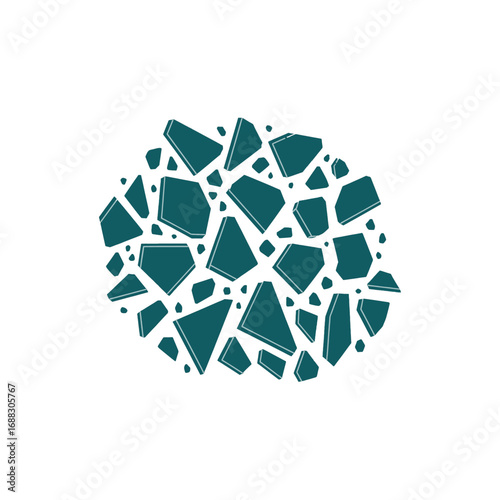Abstract Turquoise Geometric Fragments Arranged Circularly on White Background Mosaic Texture Concept Illustration Graphic Element Decoration Background Texture