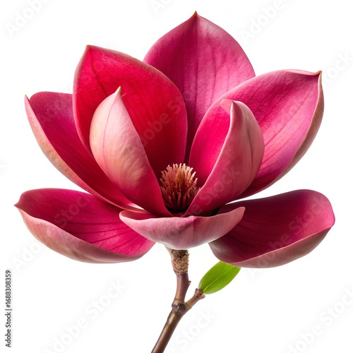 Stunning deep red magnolia flower blossom isolated on nature beauty