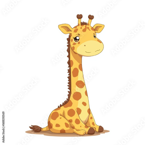 Adorable Baby Giraffe Cartoon, Cute Animal Vector Illustration