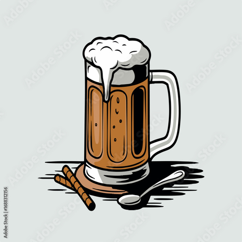 beer, mug, drink, glass, alcohol, vector, illustration, beverage, bar, foam, pub, icon, pint, art, cold, design, cup, lager, liquid, cartoon, ale, party, restaurant, symbol, vintage