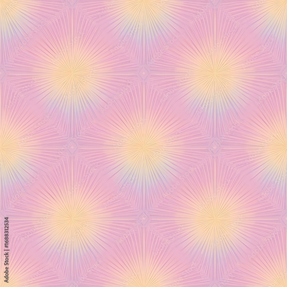 Obraz premium Pastel pink textured geometric pattern with radiating starbursts and a subtle rhombus grid