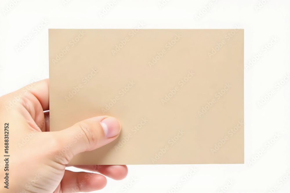 Obraz premium Craft Paper Square Card Mockup Business Card Branding Brown Textured Empty Paper. 3d rendering.