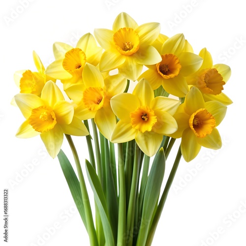 Vibrant yellow daffodils bunch spring flower arrangement natural beauty isolated