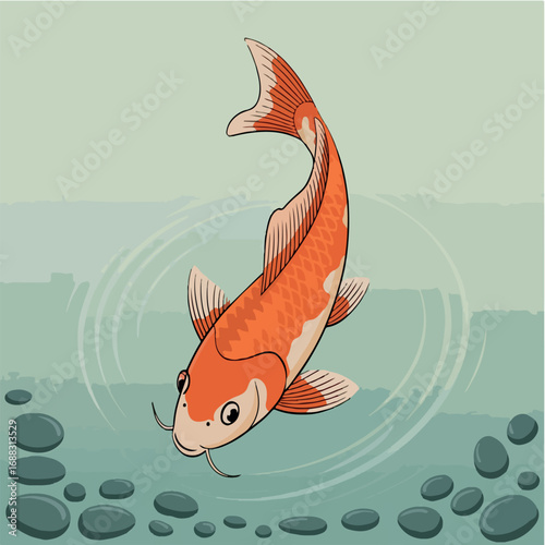 fish, vector, illustration, animal, cartoon, sea, art, bird, design, nature, pattern, flower, decoration, drawing, water, tattoo, color, painting, ornament, symbol, koi, colorful