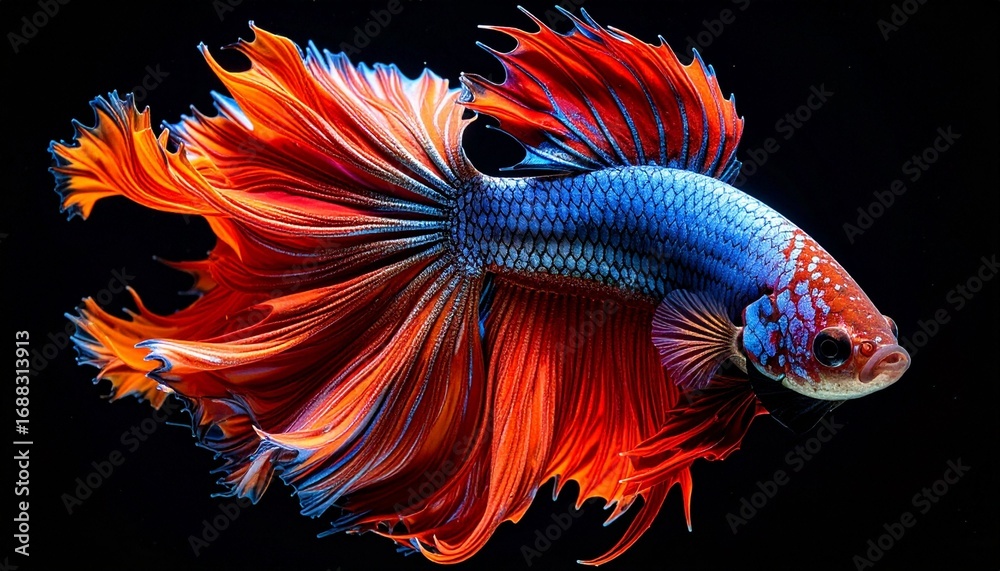 Fototapeta premium Fighting fish, Halfmoon betta fish, siamese fighting fish, Capture moving of fish