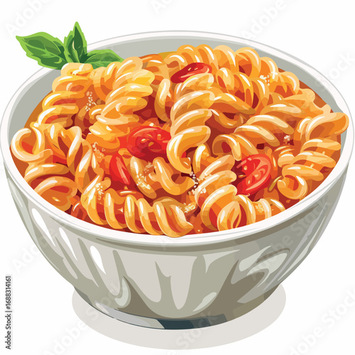 food, pasta, bowl, macaroni, isolated, italian, healthy, meal, yellow, diet, orange, snack, raw, dinner, dish, cuisine, white, nutrition, lunch, dry, salad, vegetable, vegetarian, fusilli, closeup