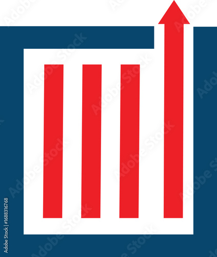 Free Download Upward Growth Chart – Red Bar Graph with Rising Arrow,Business Growth Icon – Five Increasing Bars with Upward Trend Indicator,Financial Success Symbol – Bold Bar Chart for Analytics. - GFXLoad