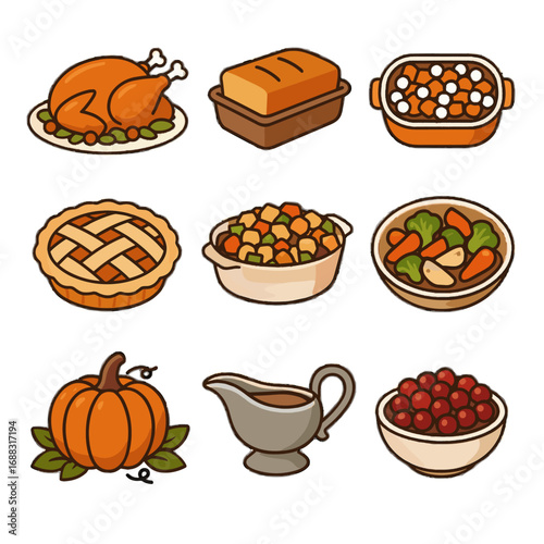 Centerpiece casserole potato turkey pie icon dinner vector platter icons pitcher bowl