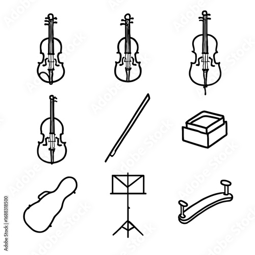 Rest music bow instrument icon vector string stand violin cello viola shoulder