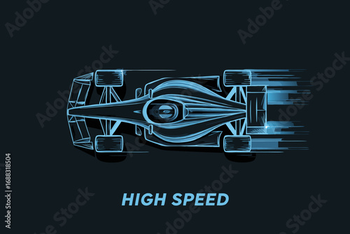 Dynamic F1 racing car vector illustration, a conceptual art piece capturing the exhilarating speed and precision of motorsport