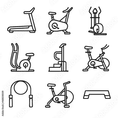 Climber icon spin rope equipment elliptical machine step trainer cardio vector stair