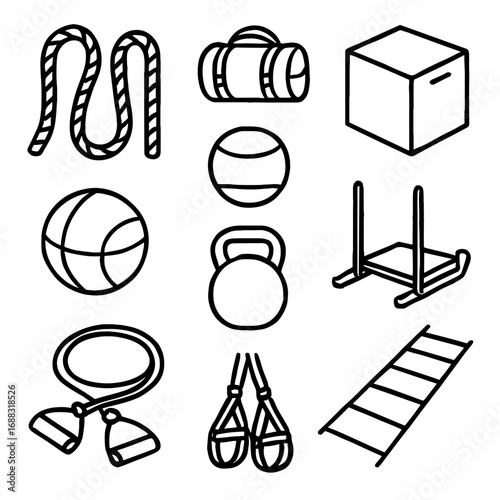 Training vector push sandbag ladder plyo suspension sled kettlebell functional icon icons