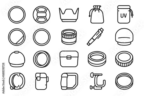 Neutral extension filter cap support lens macro hood icon vector camera icons
